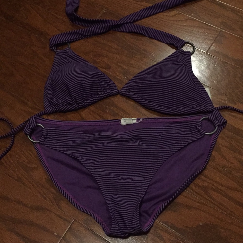 String bikini with gold hardware